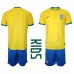 Brasilien Replika Babykläder Hemma matchkläder barn VM 2022 Korta ärmar (+ Korta byxor)